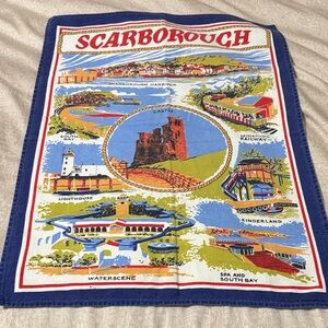 Scarborough Souvenir Tea Towel - Blue